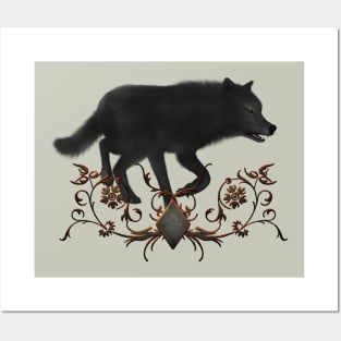 Awesome black wolf Posters and Art